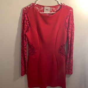 ASOS bodycon dress with lace side cutouts and lace back